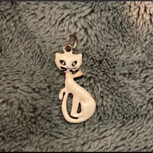 Enamel-Painted Sterling Silver Cat Charm